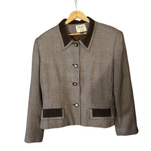 Le Suit Collections Suit Jacket Brown Tones Plaid Size 16